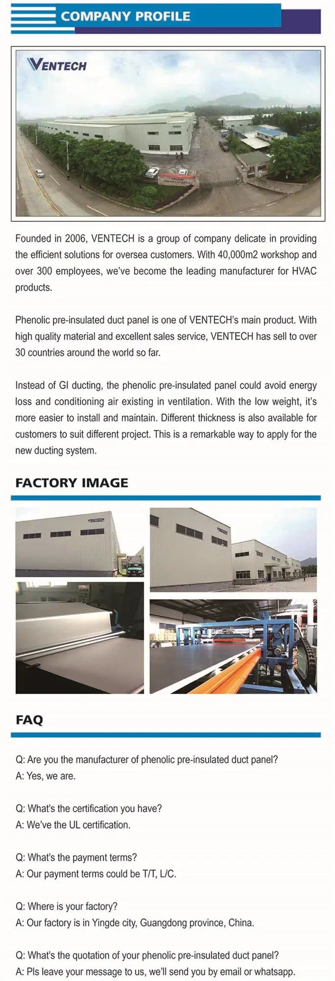 Air Ducting Aluminium Accessories Pre-Insulated Air Duct Panel Price